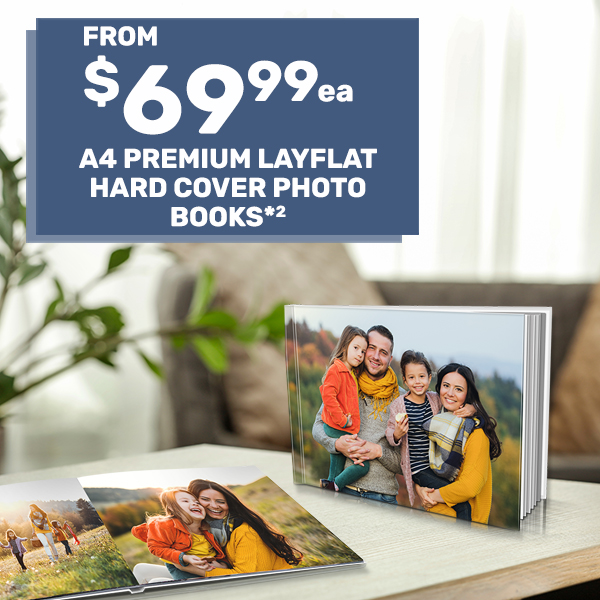 A4 Premium Layflat Hard Cover Photo Books from $69.99ea*²