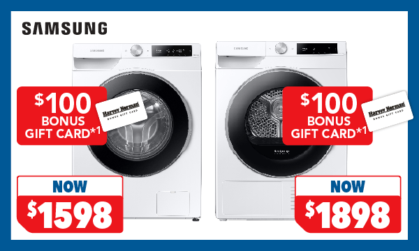 Samsung 9kg Front Load Washing Machine & 9kg Heat Pump Dryer