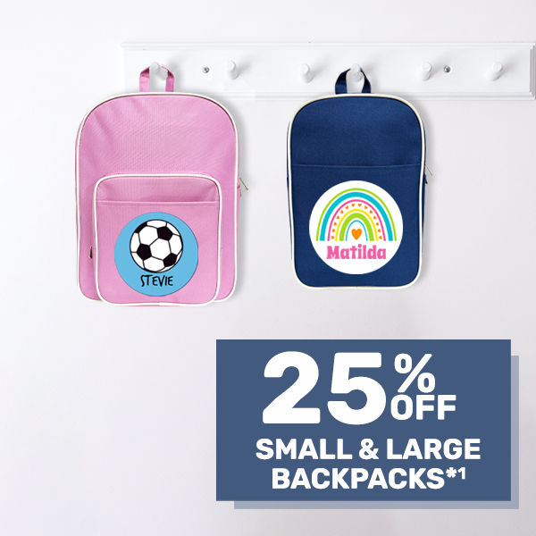 25% off Small & Large Backpacks*¹