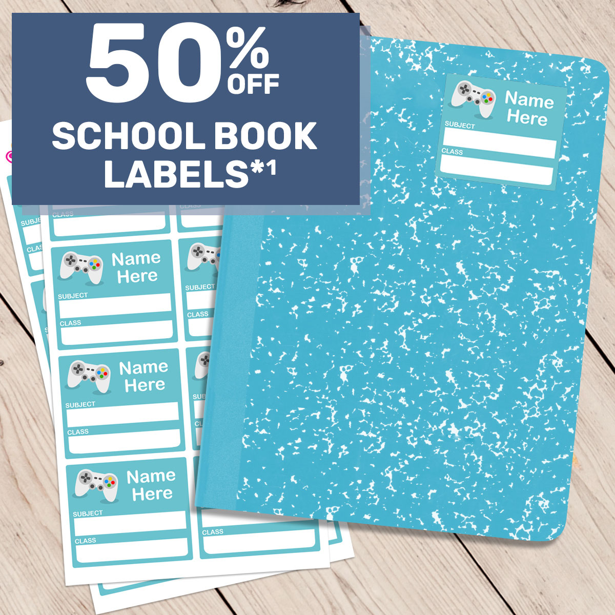 50% off School Book Labels*¹