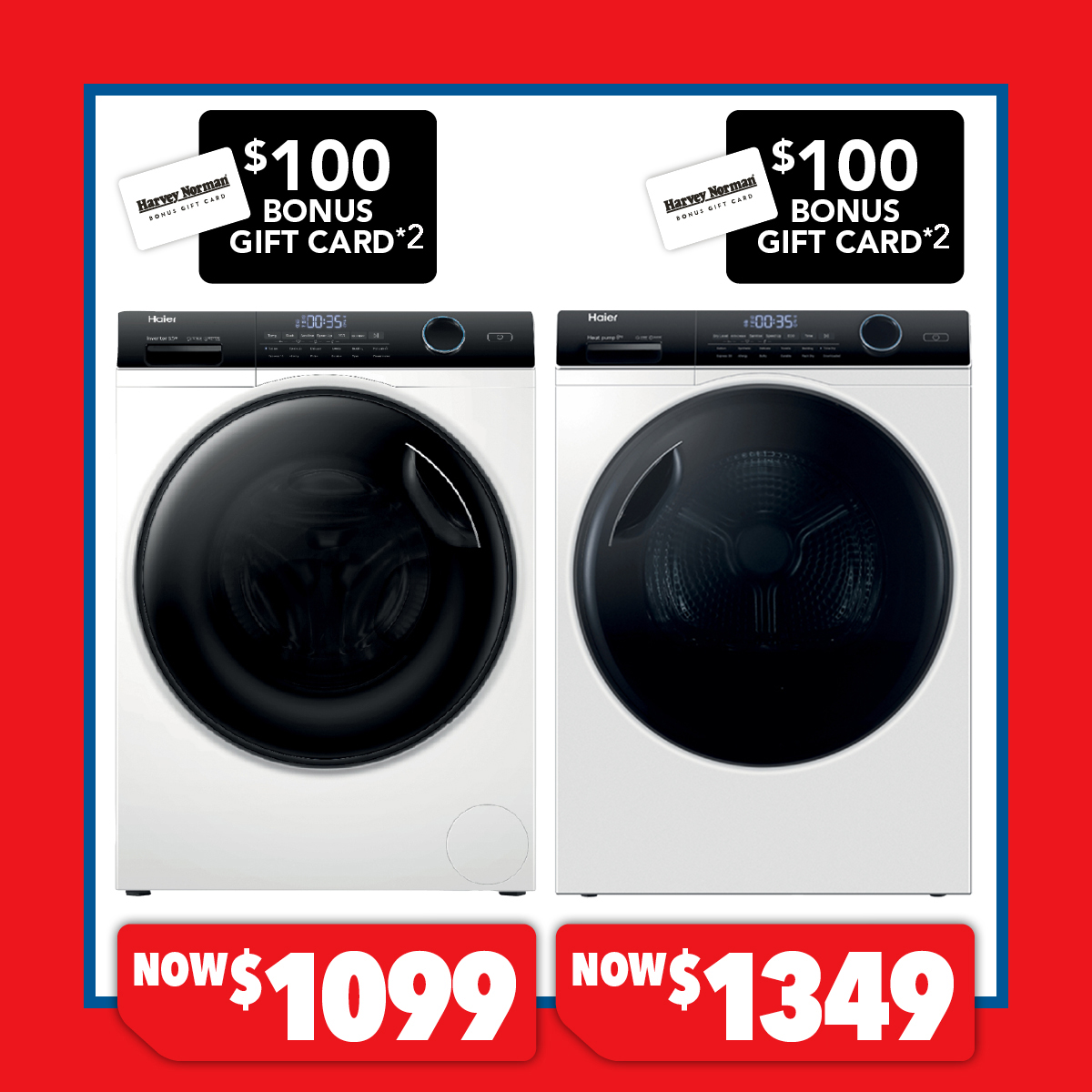 Haier 8.5kg Washer & Haier 8kg Heat Pump Dryer