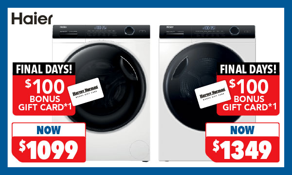 Haier 8.5kg Front Load Washer & Haier 8kg Heat Pump Dryer