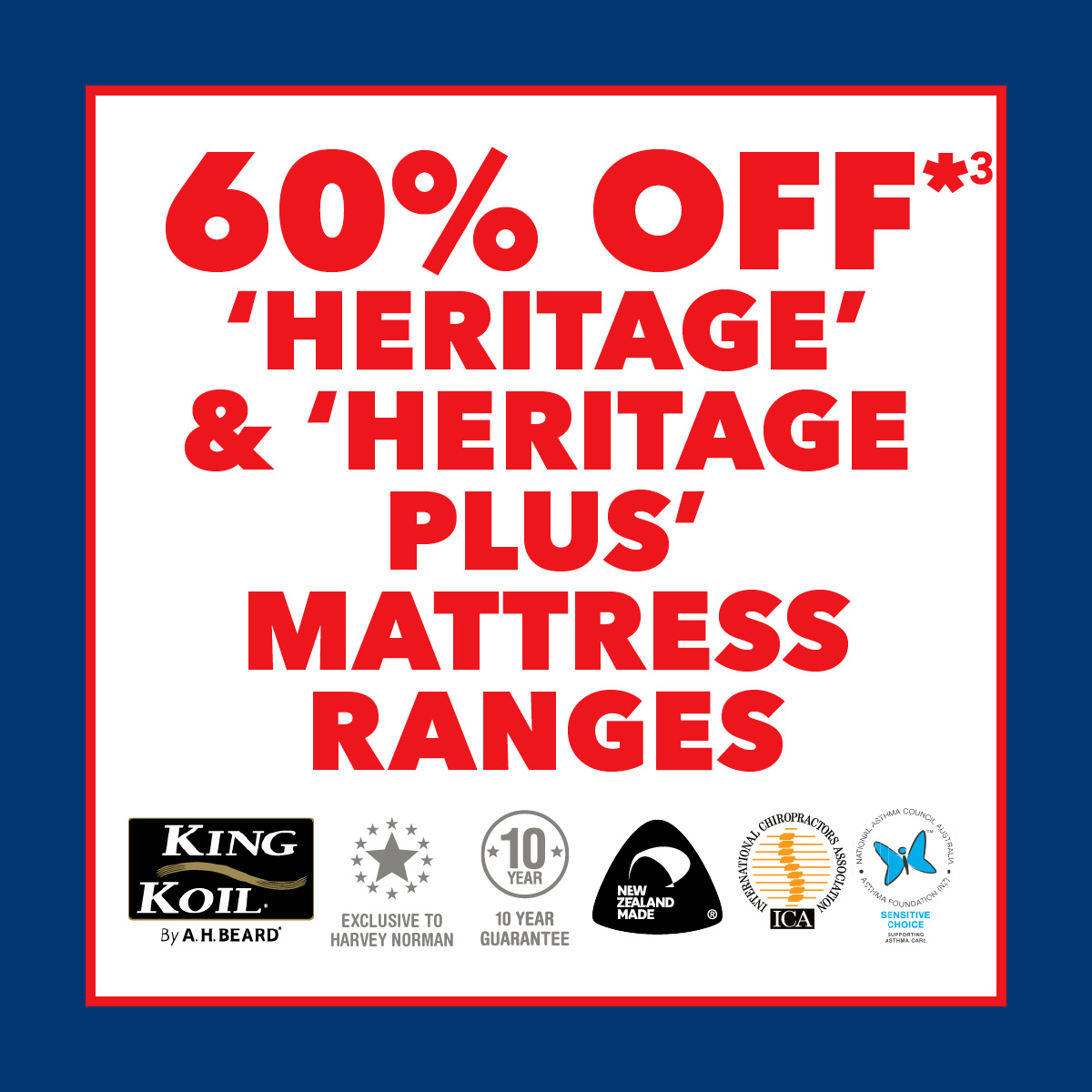 60% Off*3 All King Koil Heritage Mattresses