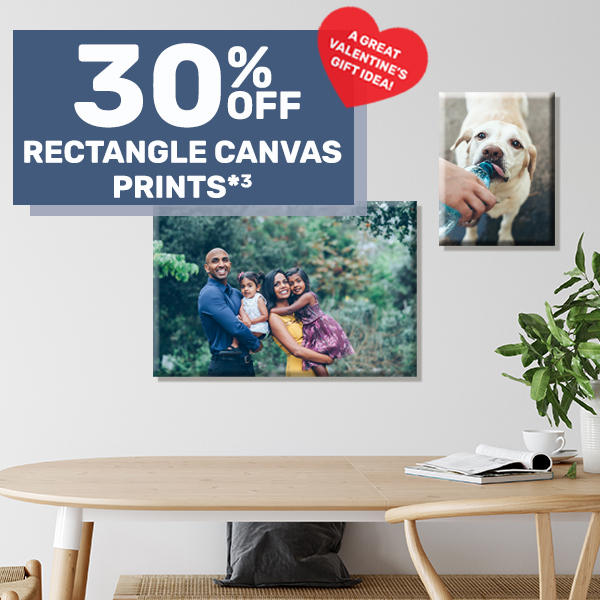 30% off Rectangle Canvas Prints*³