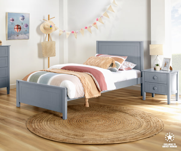 'Neves' Grey King Single Bed Frame