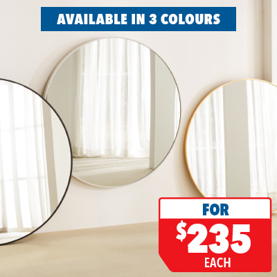 90cm Round Metal Frame Non-Bevelled Mirror