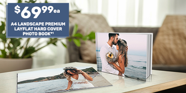 A4 Landscape Premium Layflat Hard Cover Photo Books $69.99ea*¹