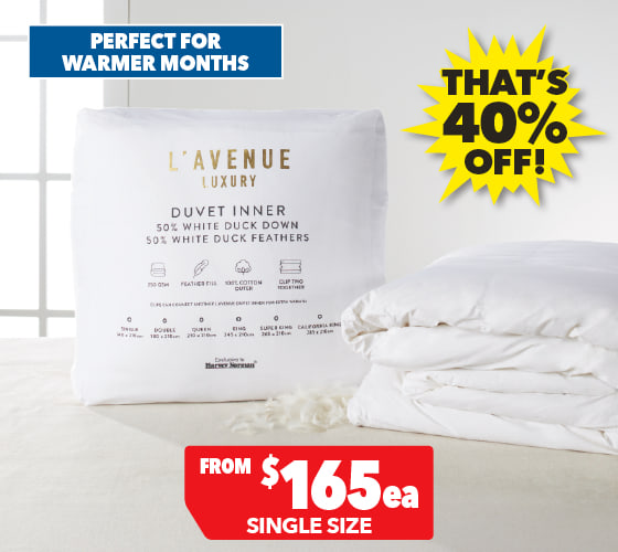 50/50 White Duck Down Duvet Inner by L'Avenue Luxury