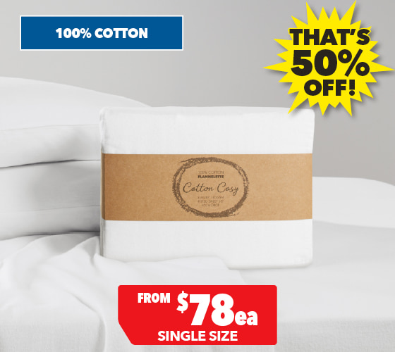 180gsm White Flannelette Sheet Set by Cotton Cosy