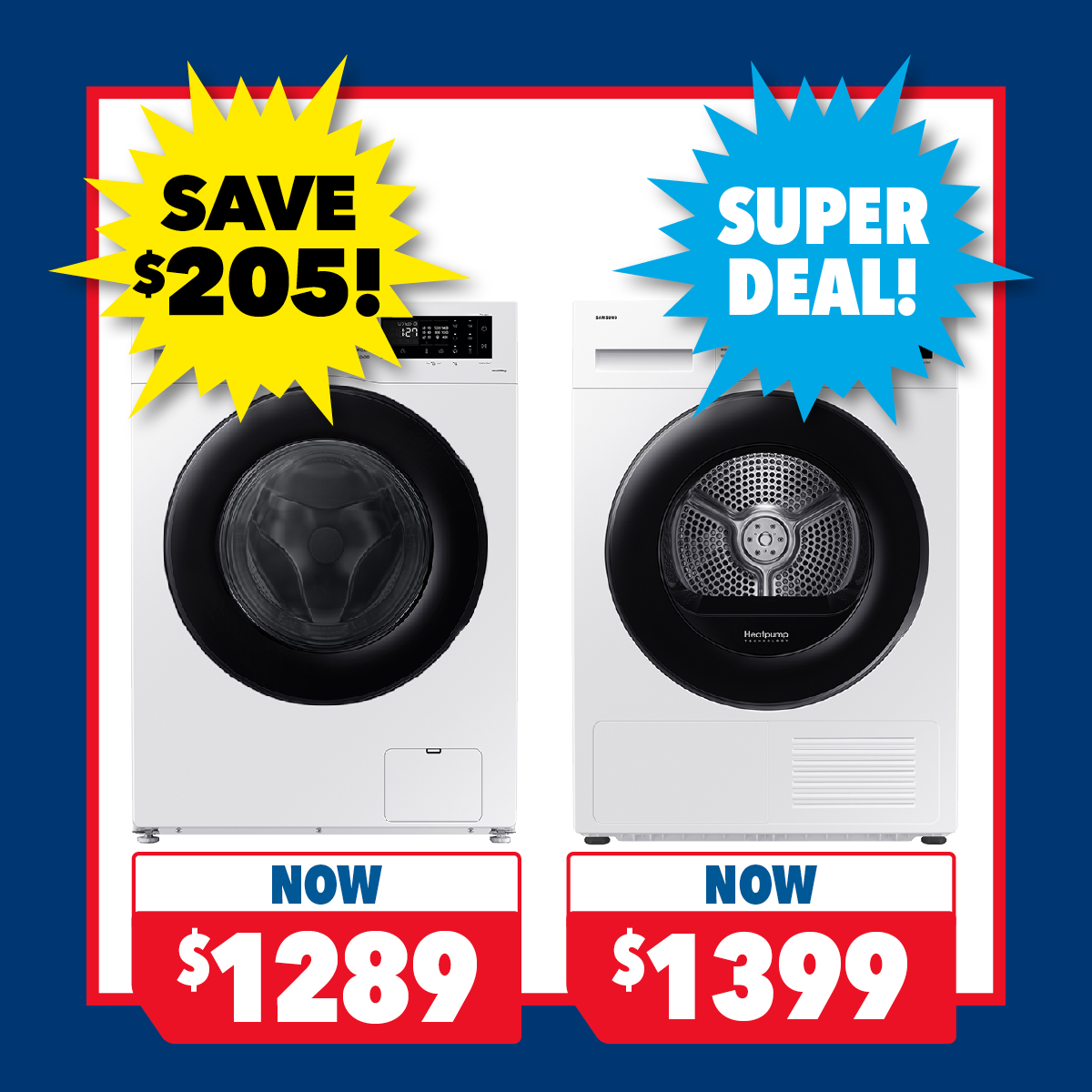 Samsung 11kg Washing Machine & 9kg Heat Pump Dryer