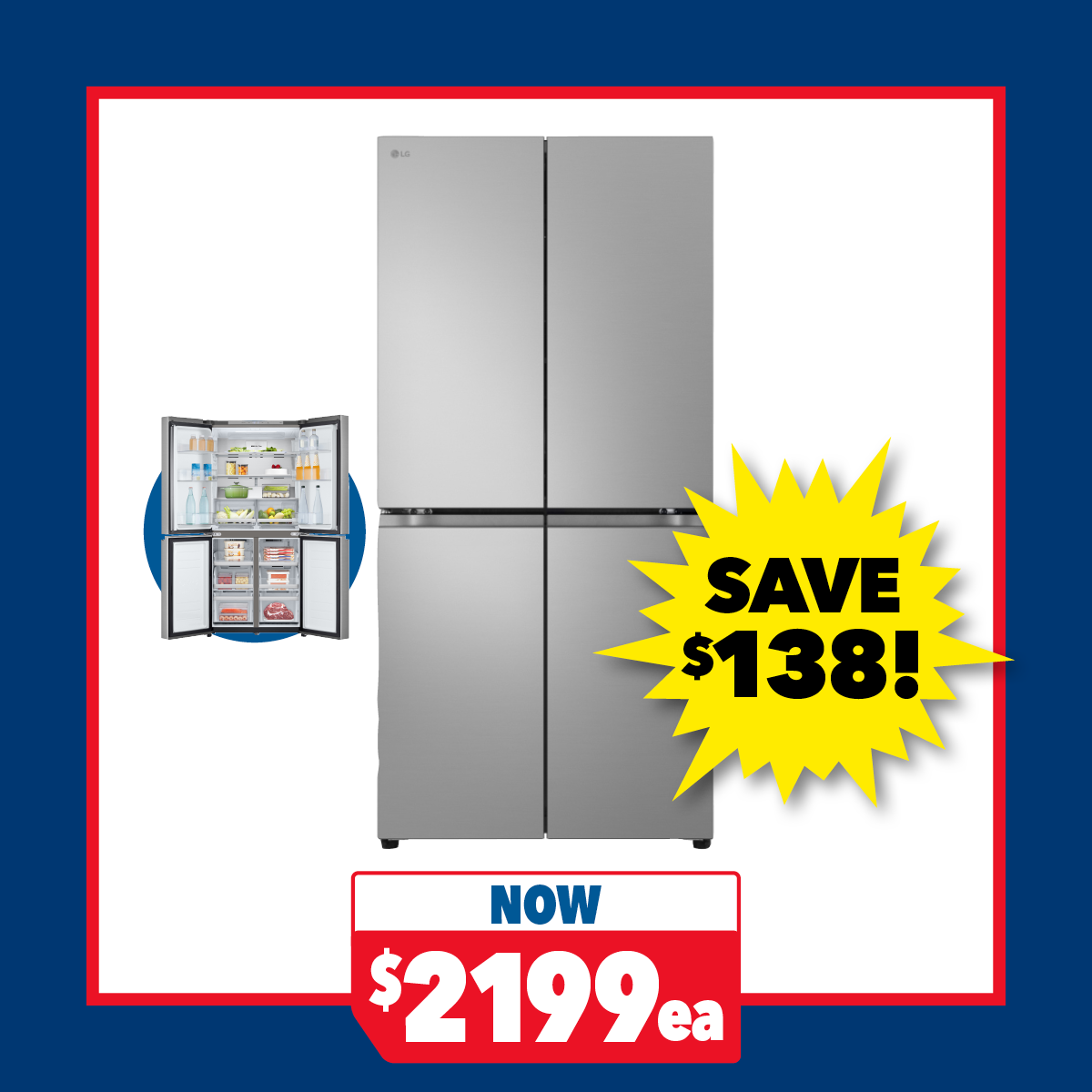 LG 530L Smart Quad Door Fridge Freezer