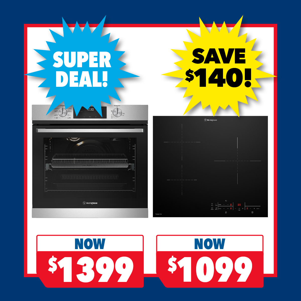 Westinghouse 60cm Built-In Oven & 60cm Induction Cooktop