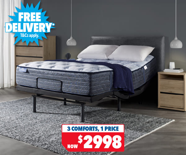 Serta Blue Lagoon Medium Queen Mattress with Virtue Queen Adjustable Base by A.H. Beard