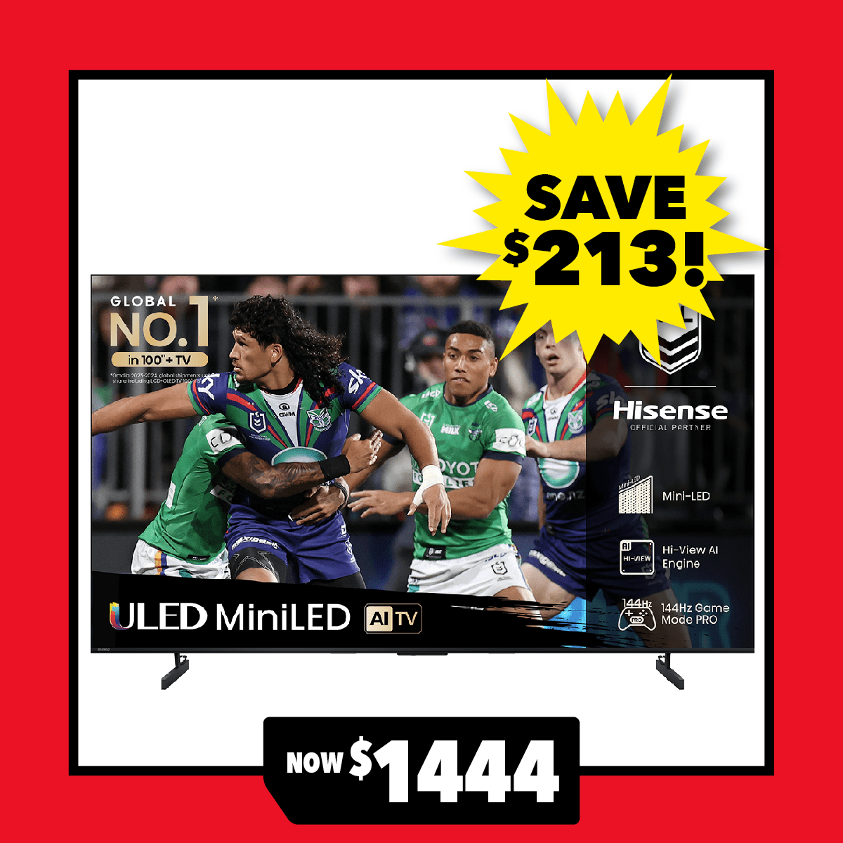 Hisense 65'' PRO Smart 4K QLED Mini-LED TV with VIDAA U8.5 OS