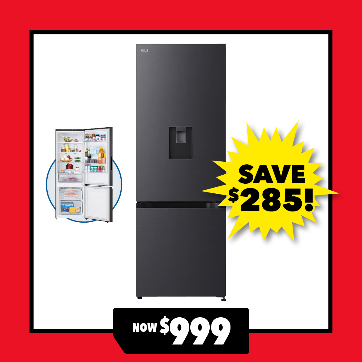 LG 335L Smart Bottom Mount Fridge Freezer with Water Dispenser