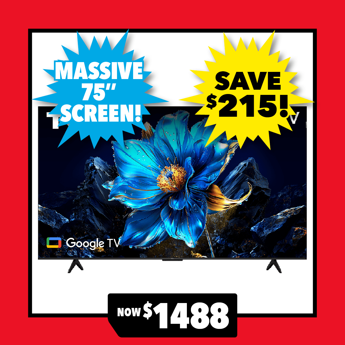 TCL 75" Smart 4K QLED TV with Google TV OS