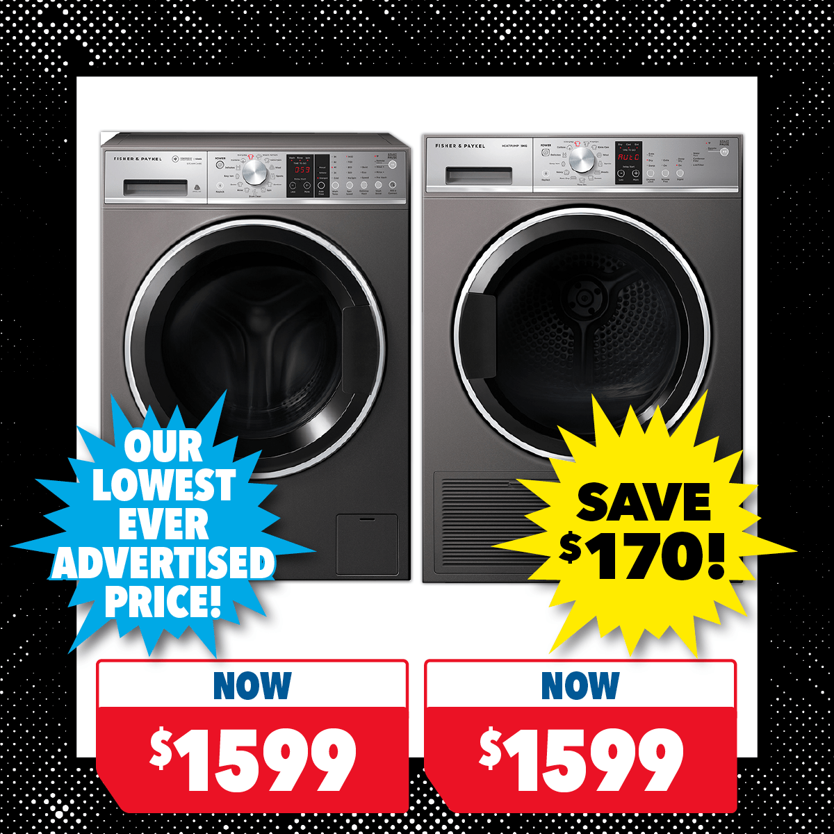 Fisher & Paykel 10kg Front Load Washer & 9kg Heat Pump Dryer
