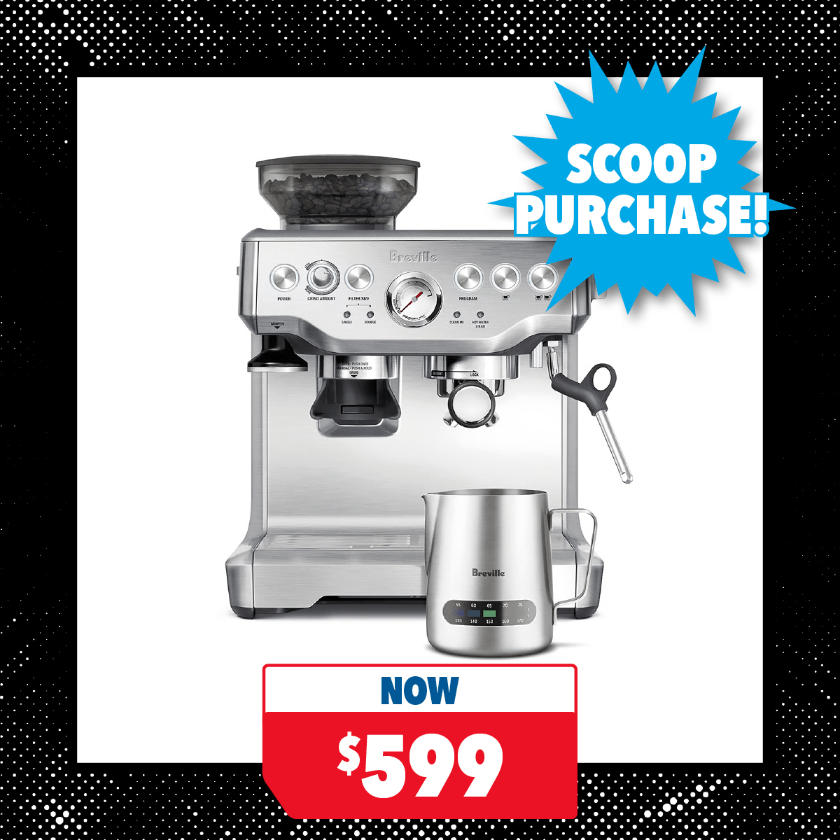 Breville Barista Express Manual Espresso Machine with Thermal Milk Jug