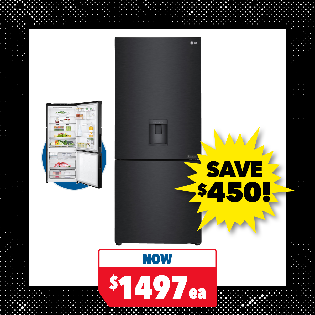 LG 420L Bottom Mount Fridge Freezer with Water Dispenser