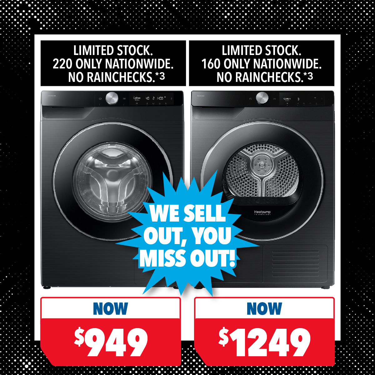 Samsung 9kg Smart Washer & 9kg Smart Heat Pump Dryer