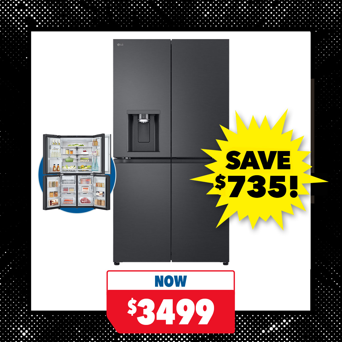 LG 638L Smart Quad Door Fridge Freezer with Ice & Water Dispenser