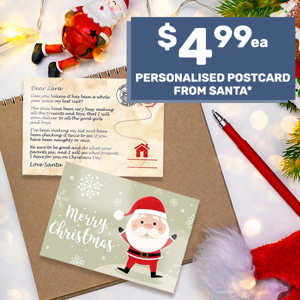 Personalised Postcard from Santa $4.99ea*