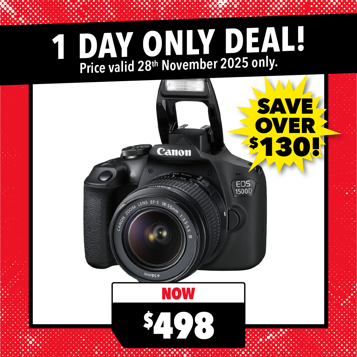 Canon EOS 1500D DSLR with 18-55mm Lens