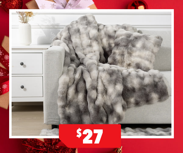 Misty Mink Grey Faux Fur Cushion by Top Drawer