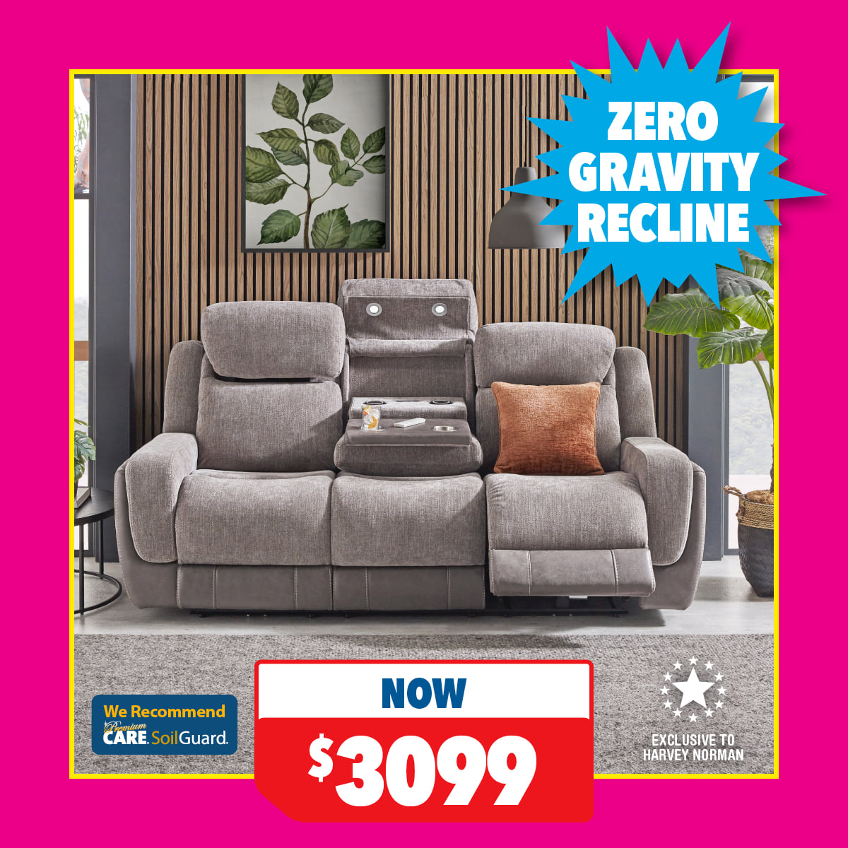 Charlie 3-Seater Fabric Electric Recliner Sofa