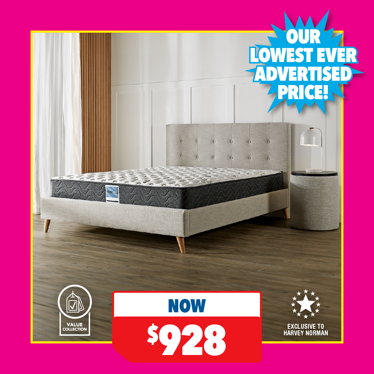 Suparest Classic Medium Queen Mattress with Emma Bed Frame
