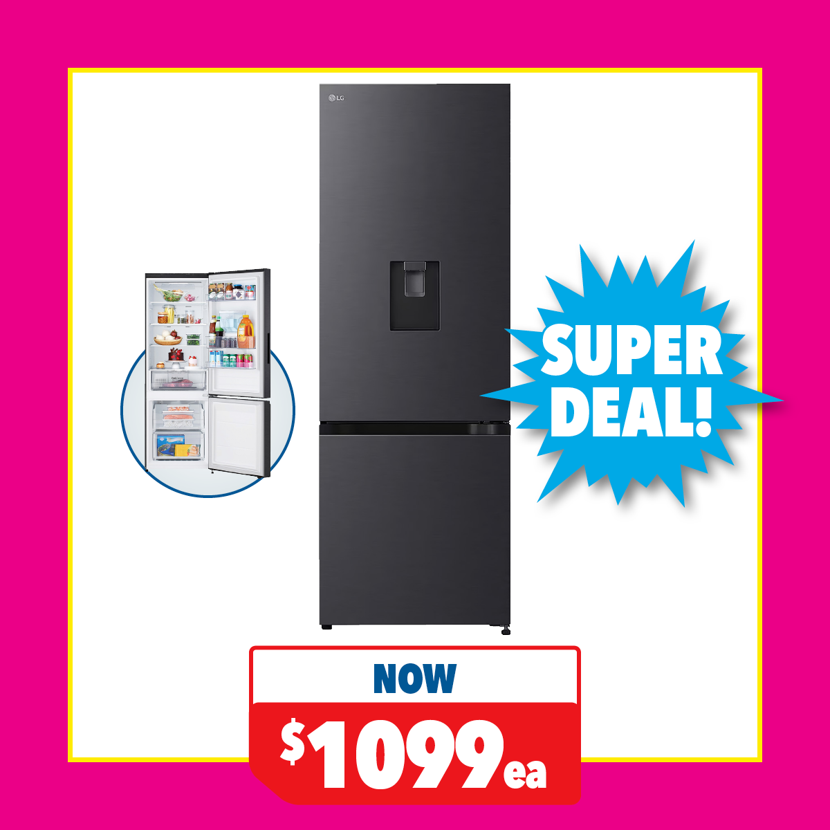 LG 335L Bottom Mount Fridge Freezer with Water Dispenser