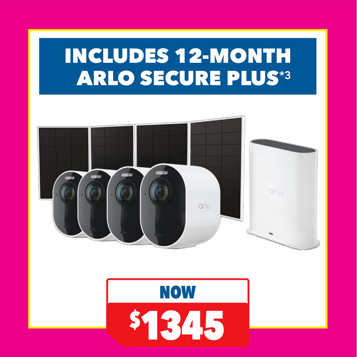 Arlo Ultra (3rd Gen) 4K Outdoor Security Camera with Solar Panel - 4 Pack