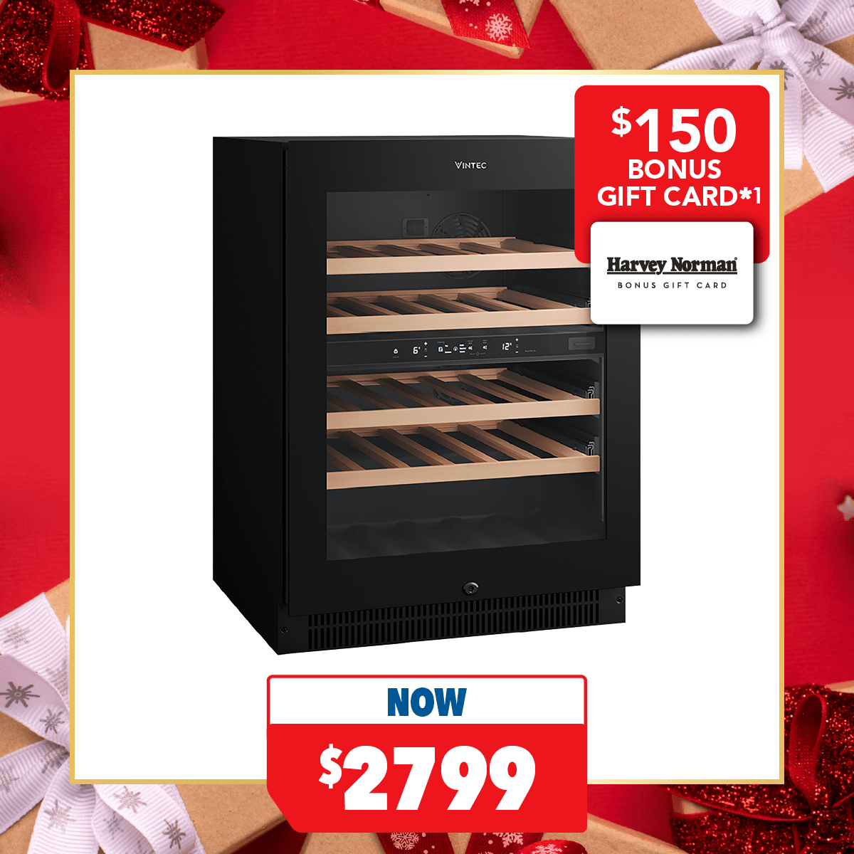 Vintec Luxe Dual Zone Wine Fridge with 40 Bottle Capacity