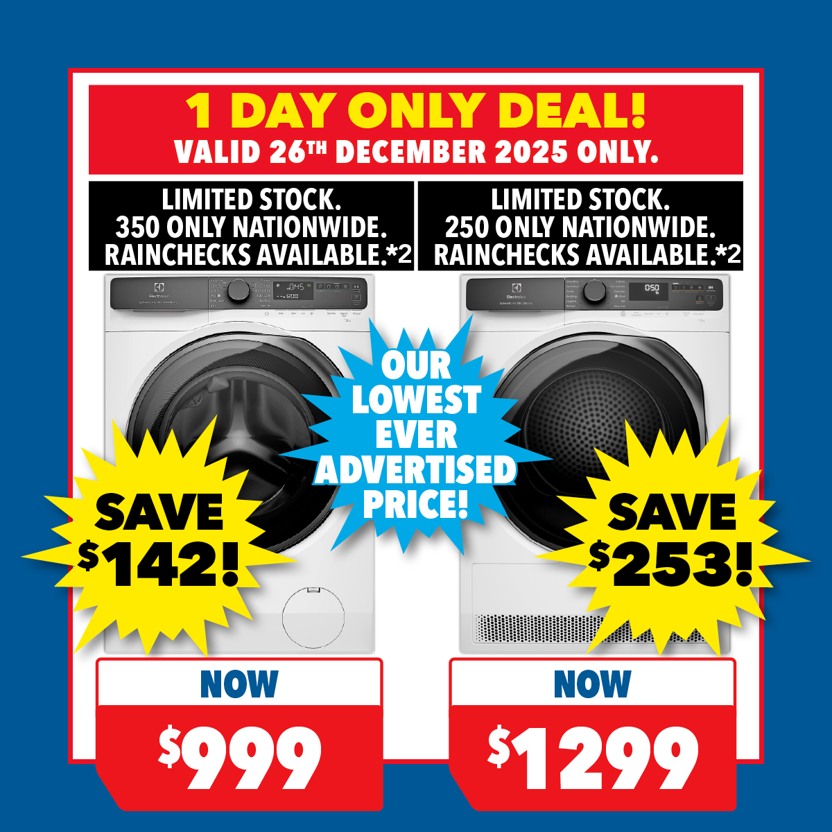 Electrolux 9kg Front Load Washer & 8kg Dryer