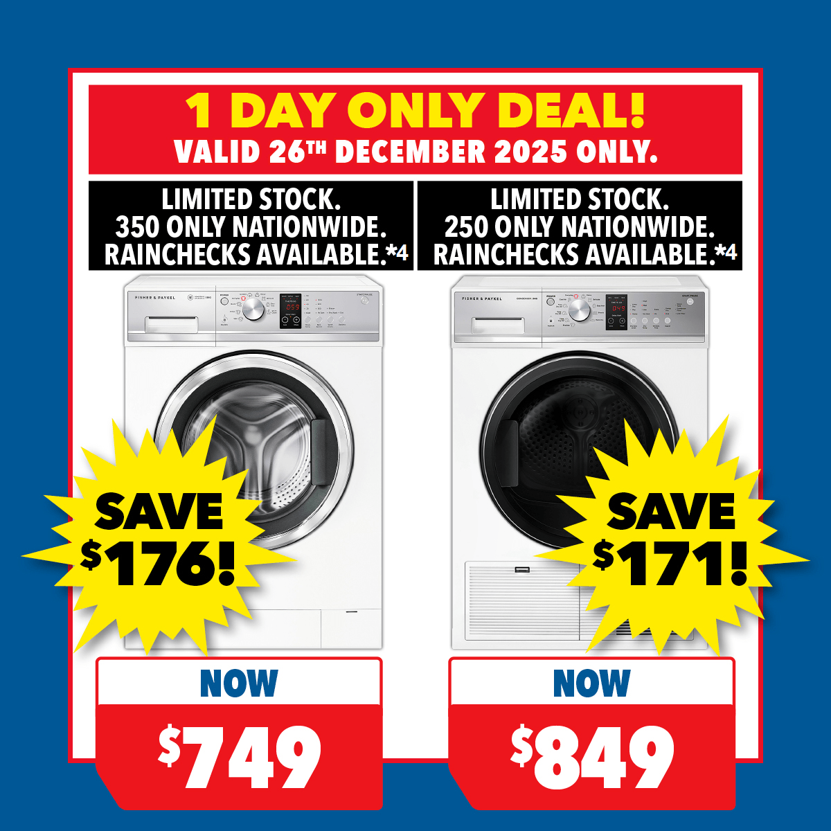 Fisher & Paykel 8kg Front Load Washer & 8kg Sensor Condenser Dryer