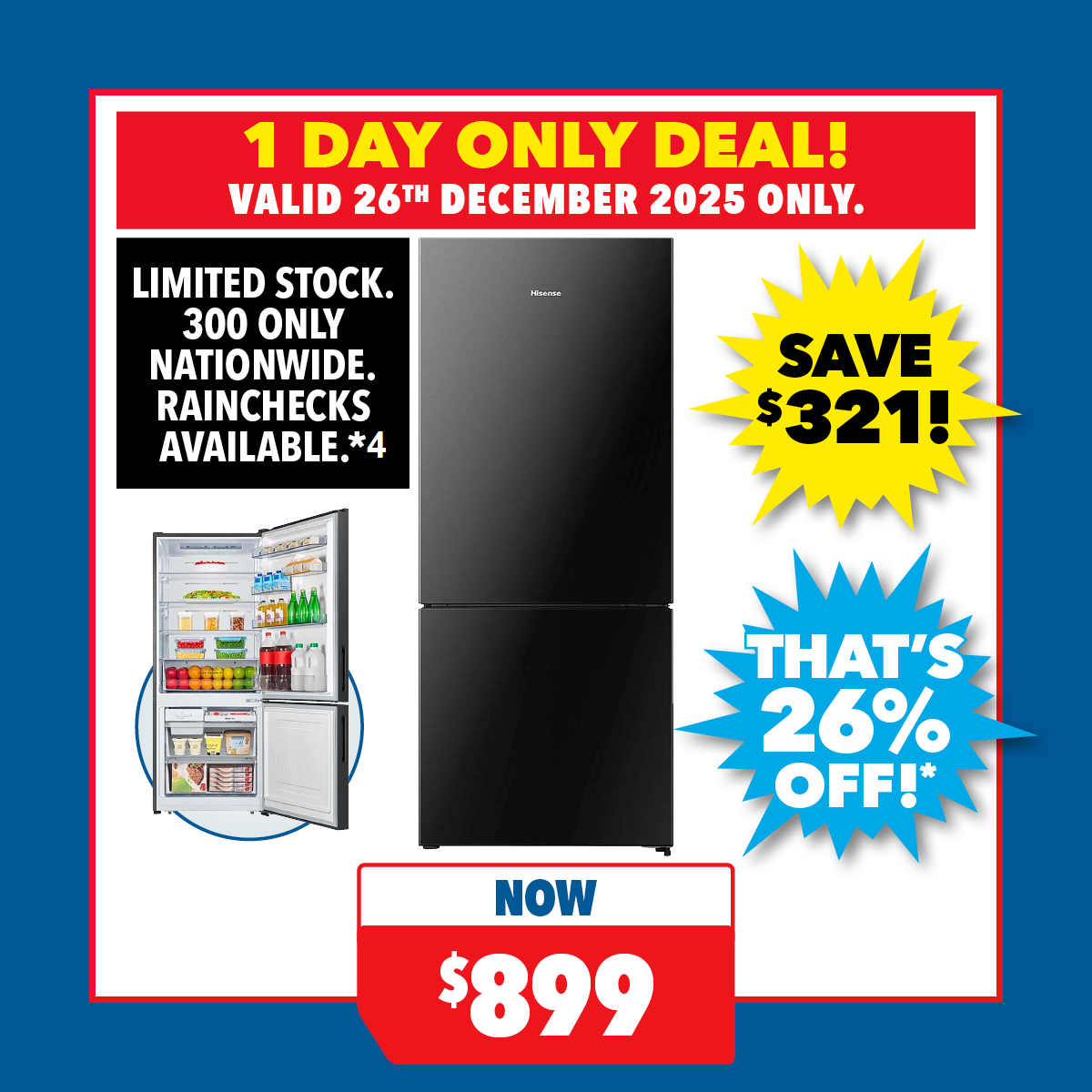 Hisense 417L Bottom Mount Fridge Freezer