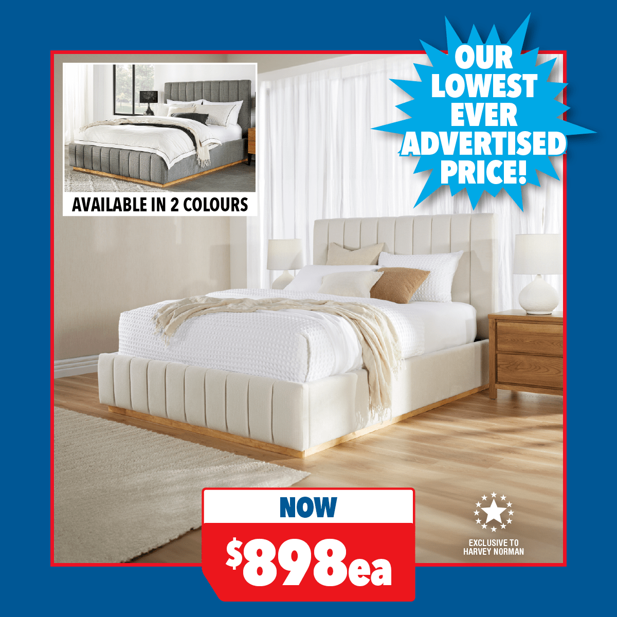 Ellie Queen Upholstered Bed Frame