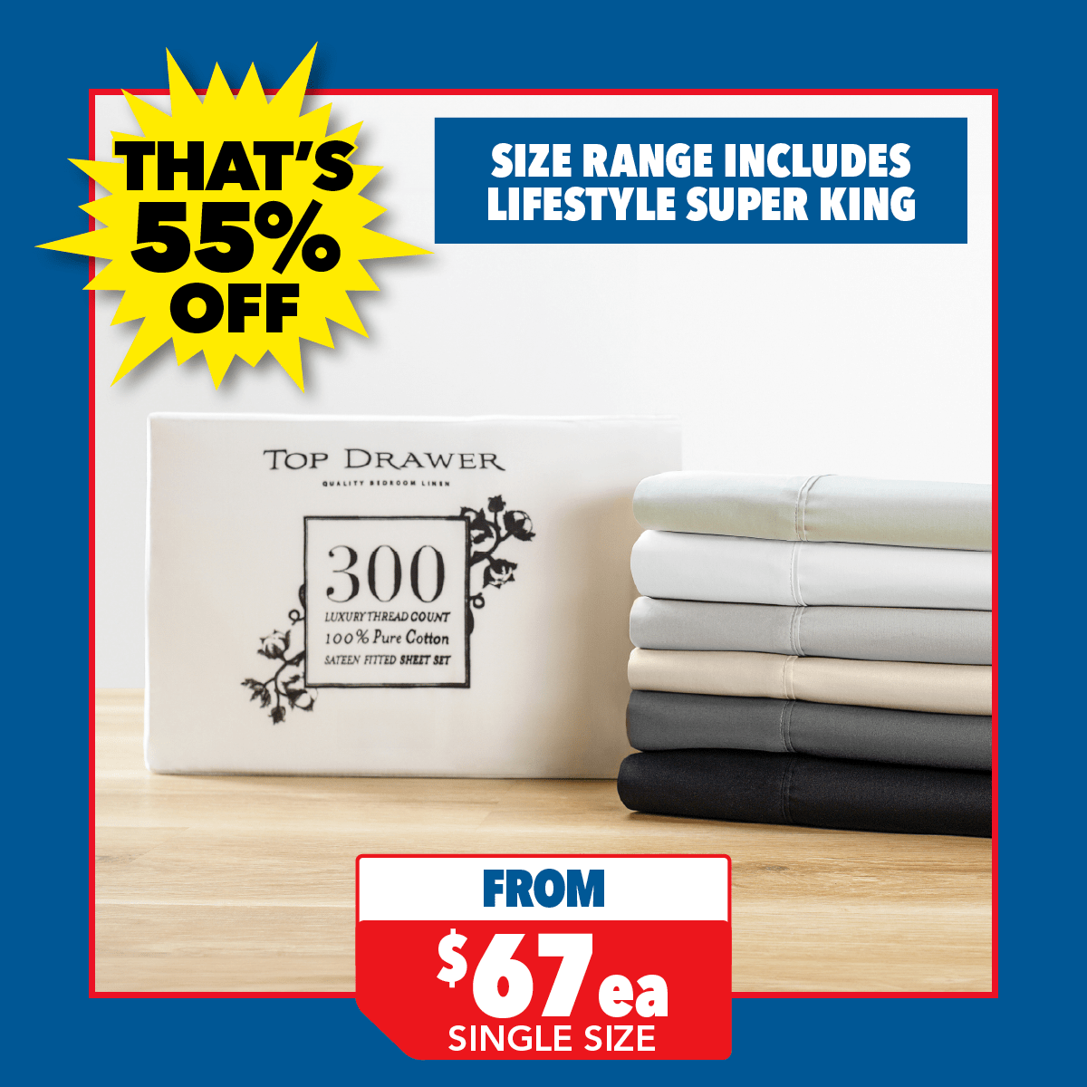 300TC 100% Cotton Sheet Set by Top Drawer