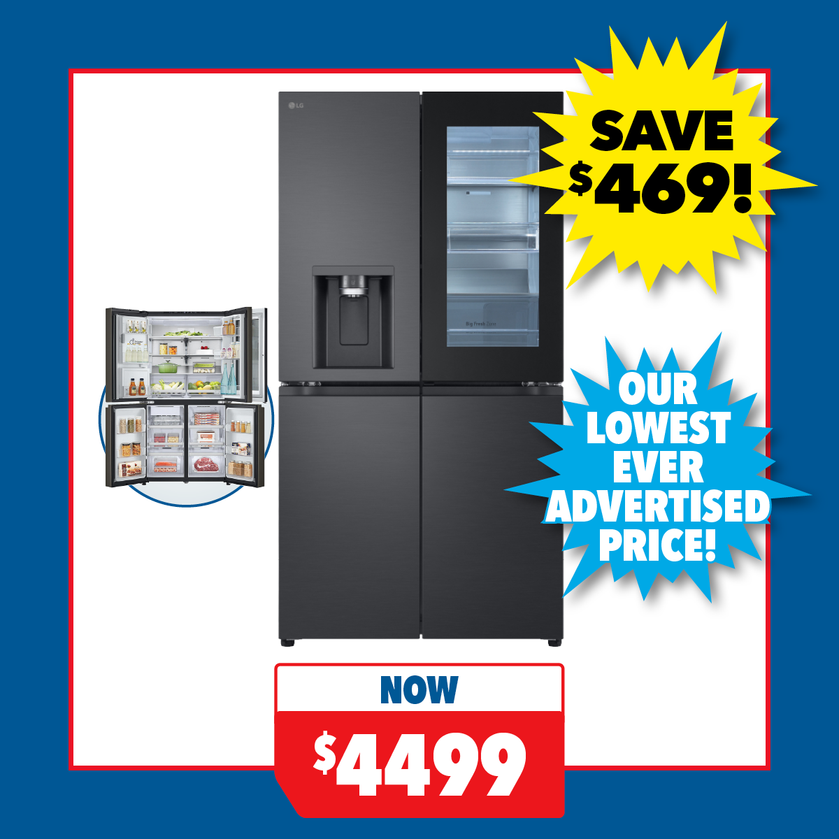 LG 642L Quad Door Fridge Freezer with Ice & Water Dispenser
