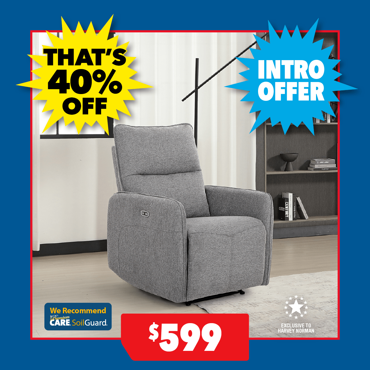 Vulcan Fabric Electric Recliner Chair