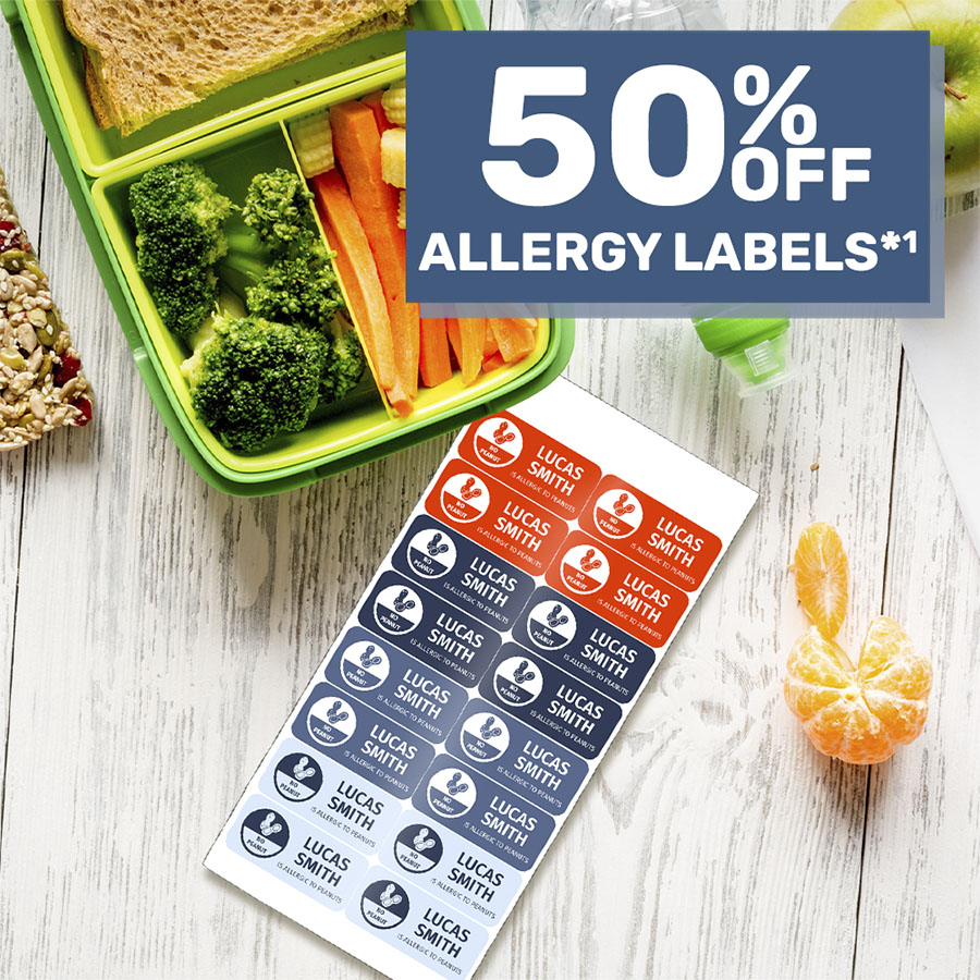 50% off Allergy Labels*1