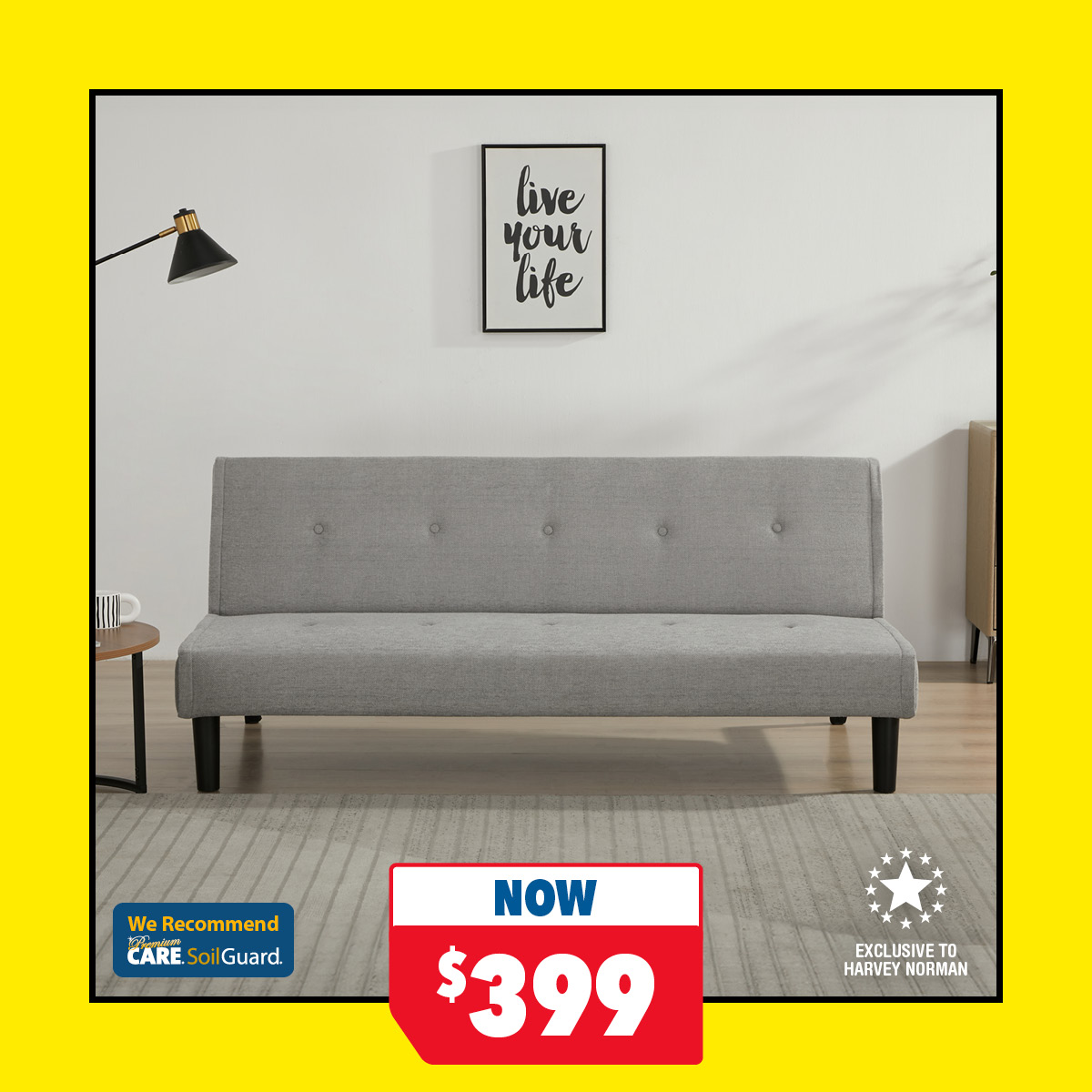 Oslo Fabric Sofa Bed - Light Grey