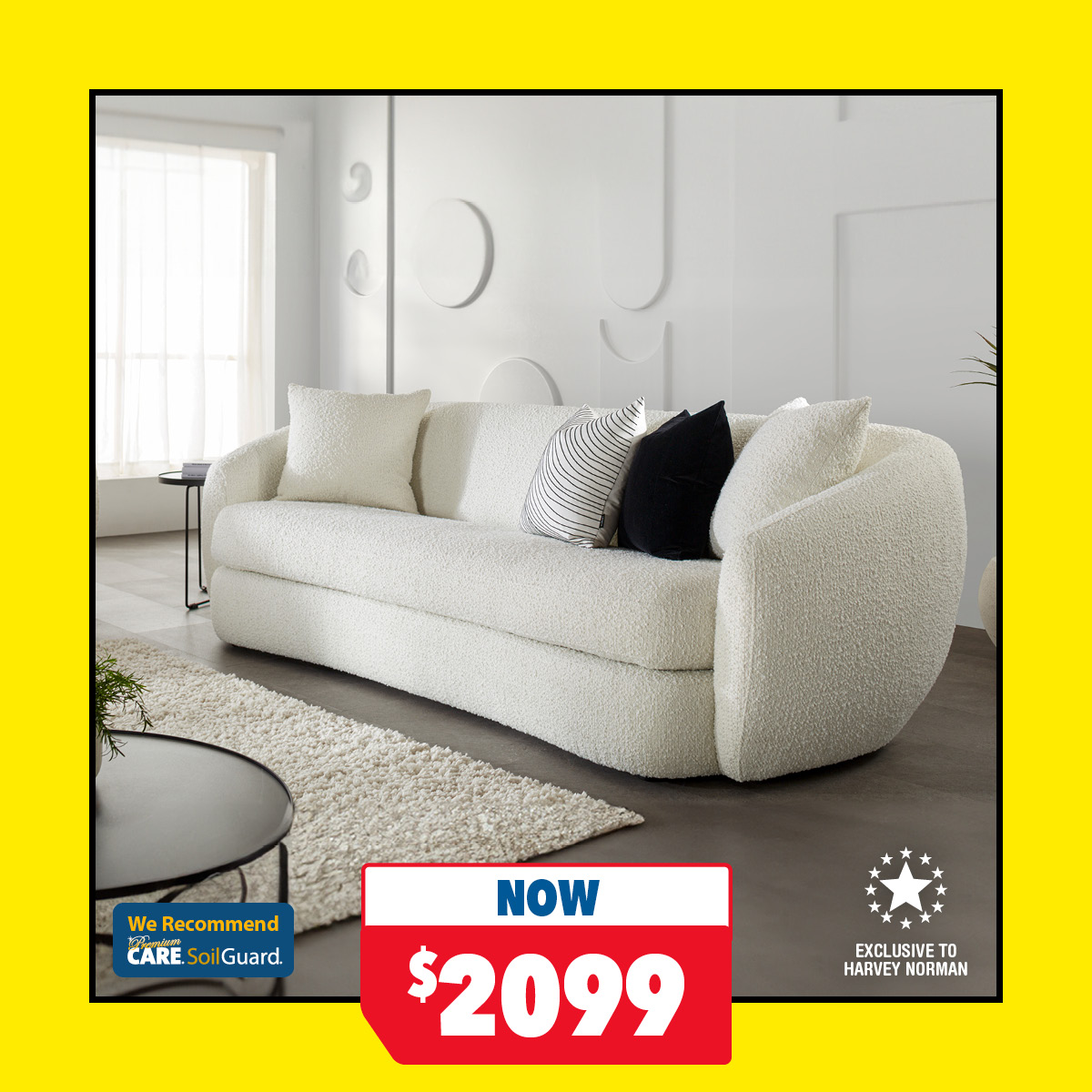 Cali 3-Seater Fabric Sofa