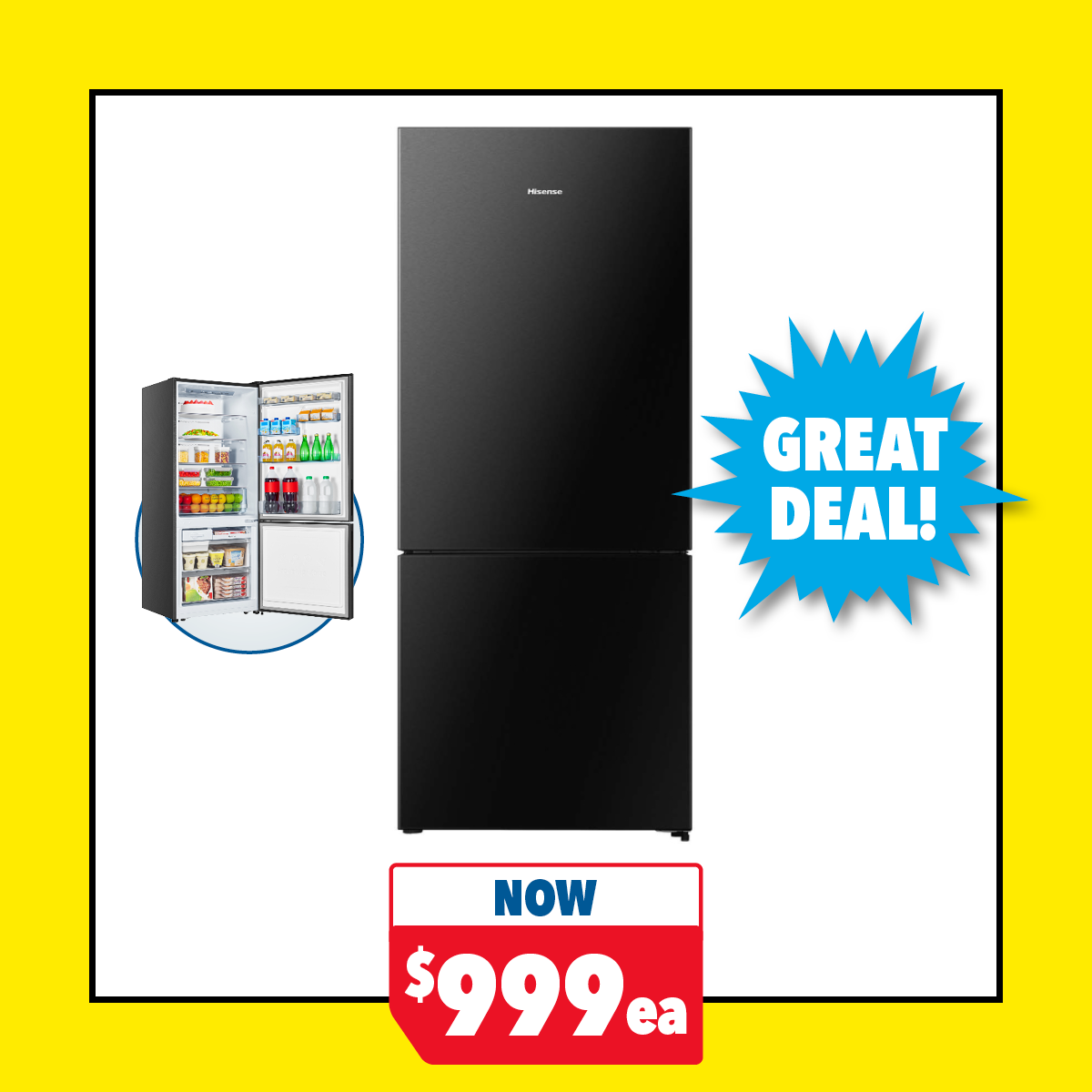 Hisense 417L Bottom Mount Fridge Freezer