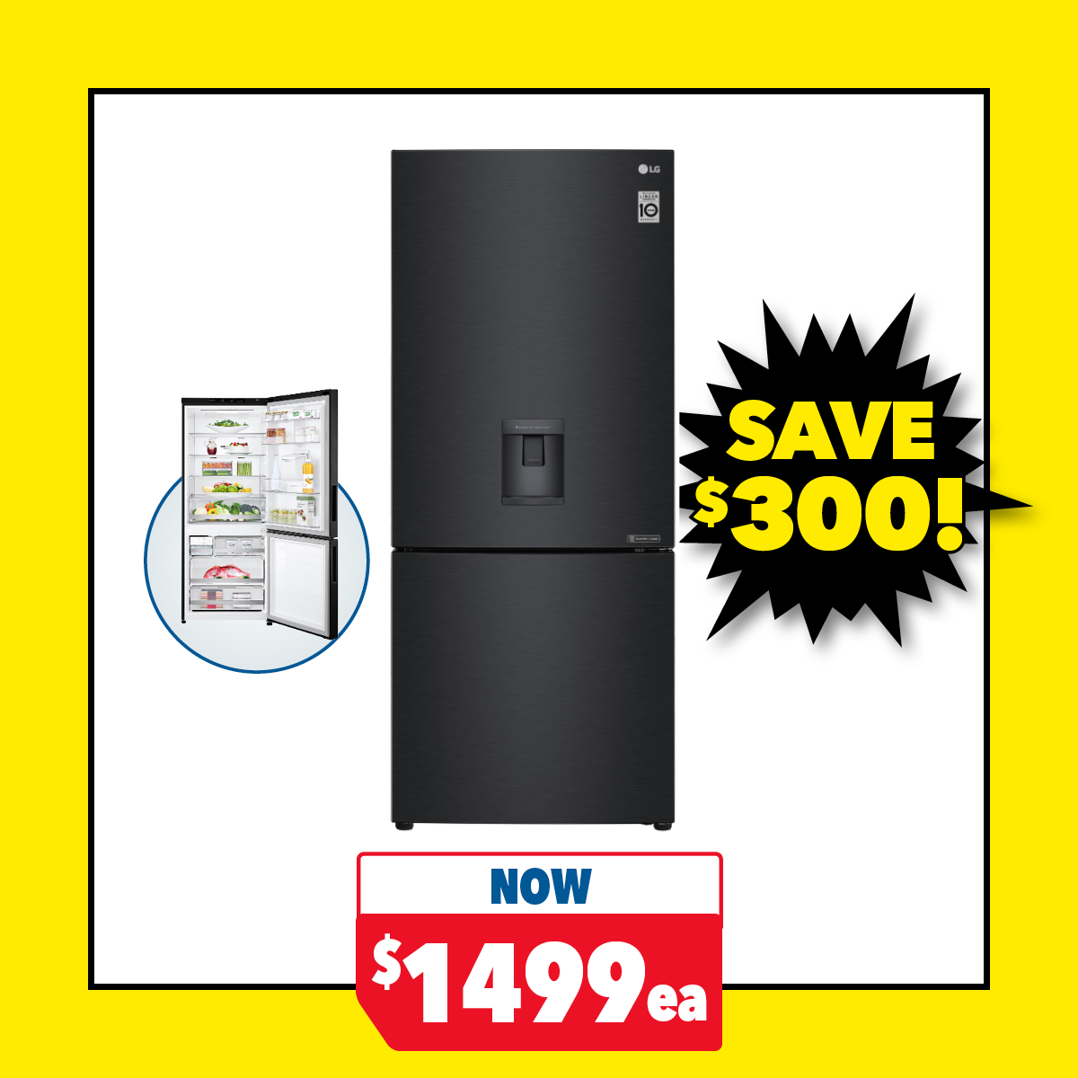 LG 420L Bottom Mount Fridge Freezer w/ Water Dispenser