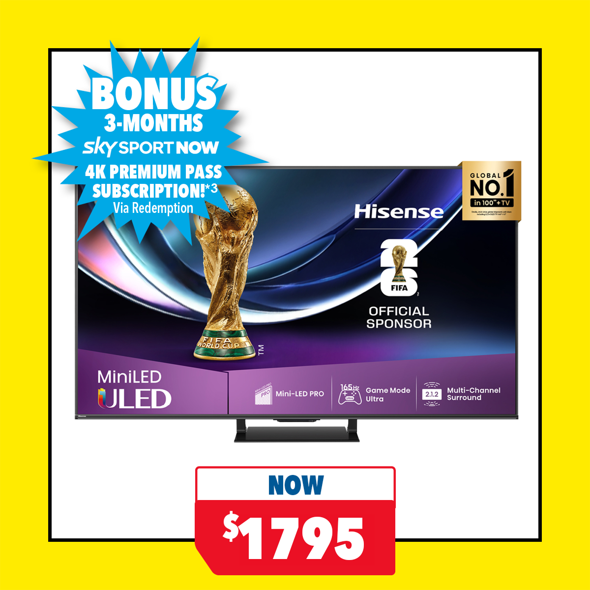 Hisense 65" Smart 4K QLED Mini-LED TV with VIDAA U9 OS