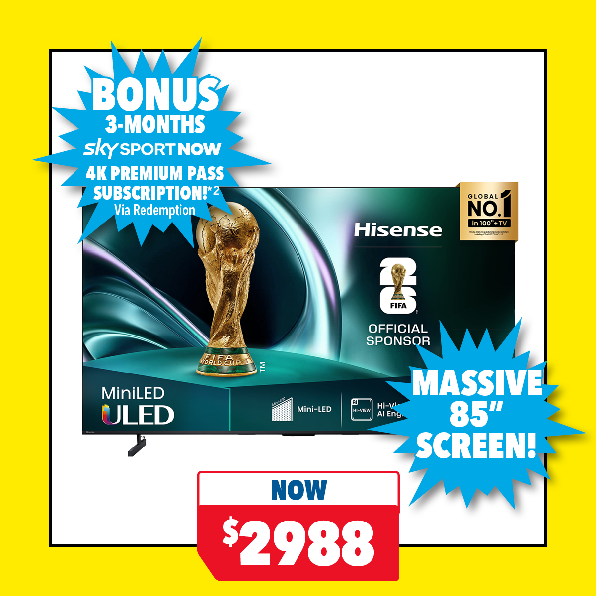 Hisense 85" PRO Smart 4K QLED Mini-LED TV with VIDAA U8.5 OS