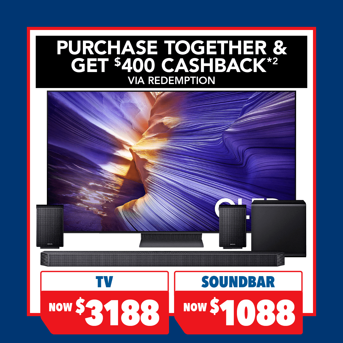 Samsung 65" Smart 4K OLED AI TV & 9.1.4 Channel Soundbar with Subwoofer & Speakers