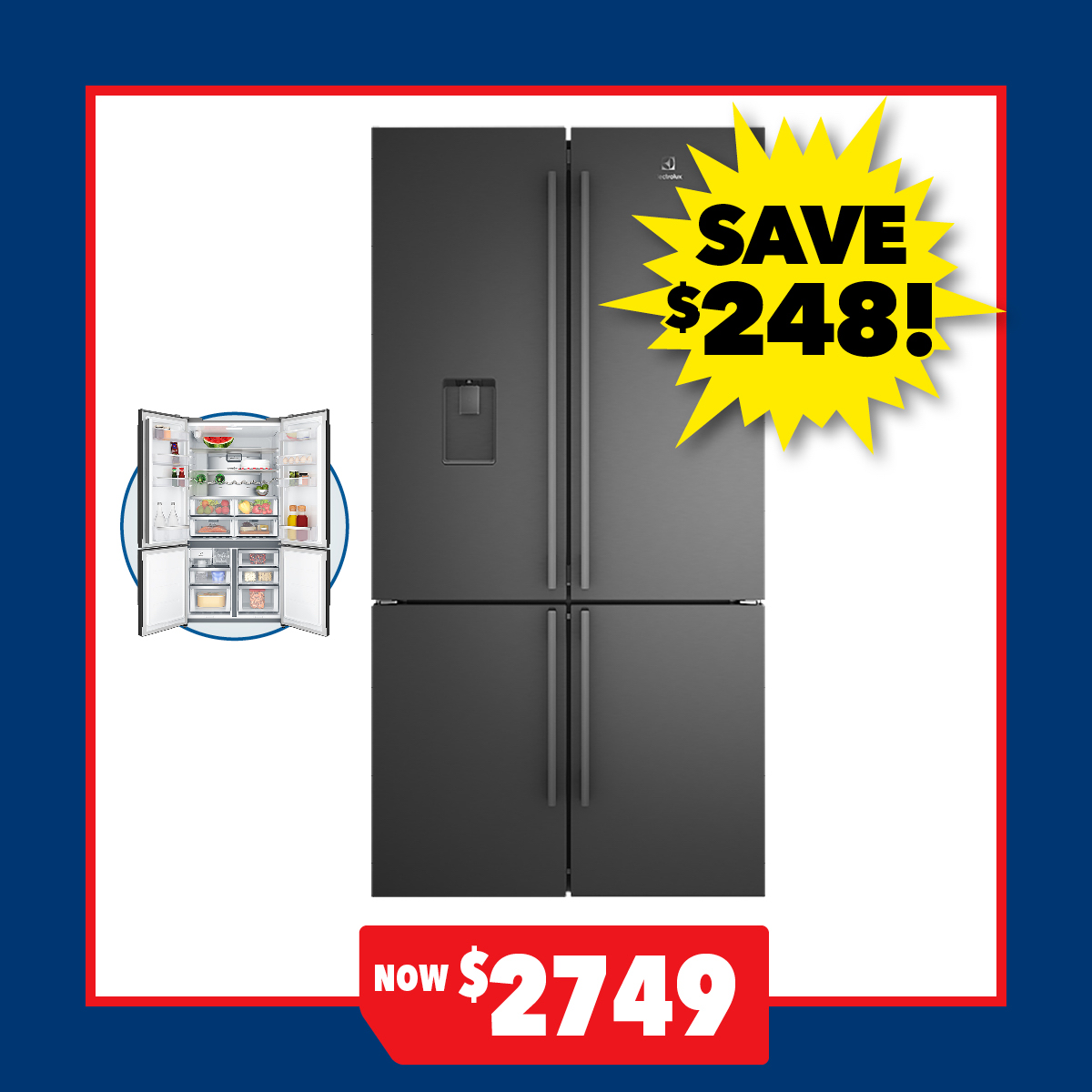 Electrolux UltimateTaste 700 Series 562L Quad Door Fridge Freezer