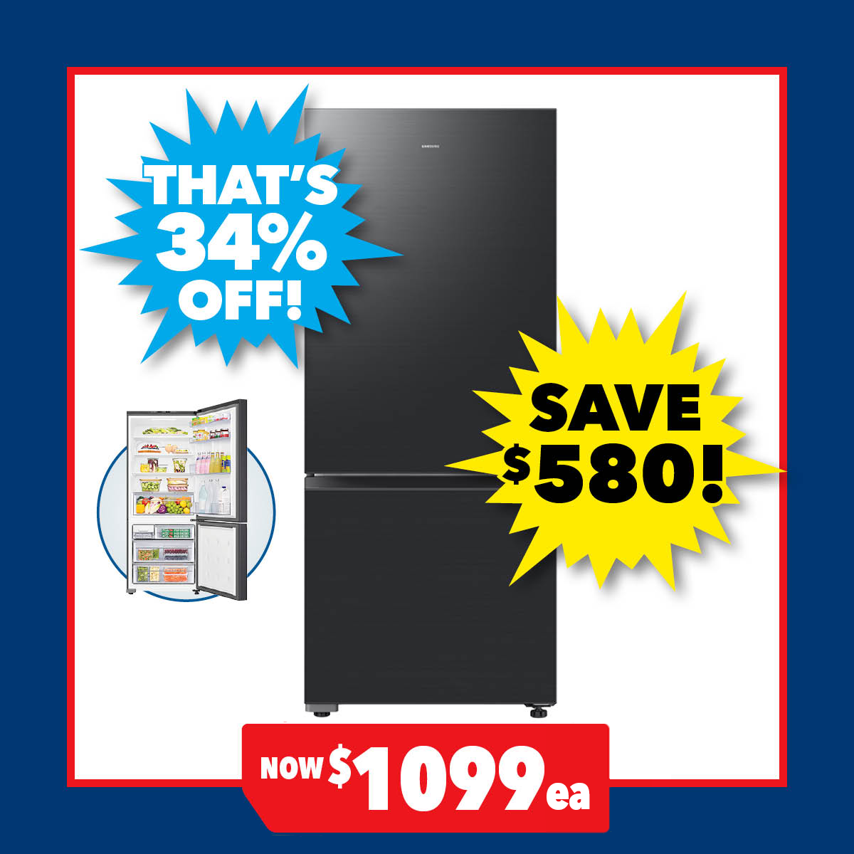 Samsung 427L Bottom Mount Smart Fridge Freezer